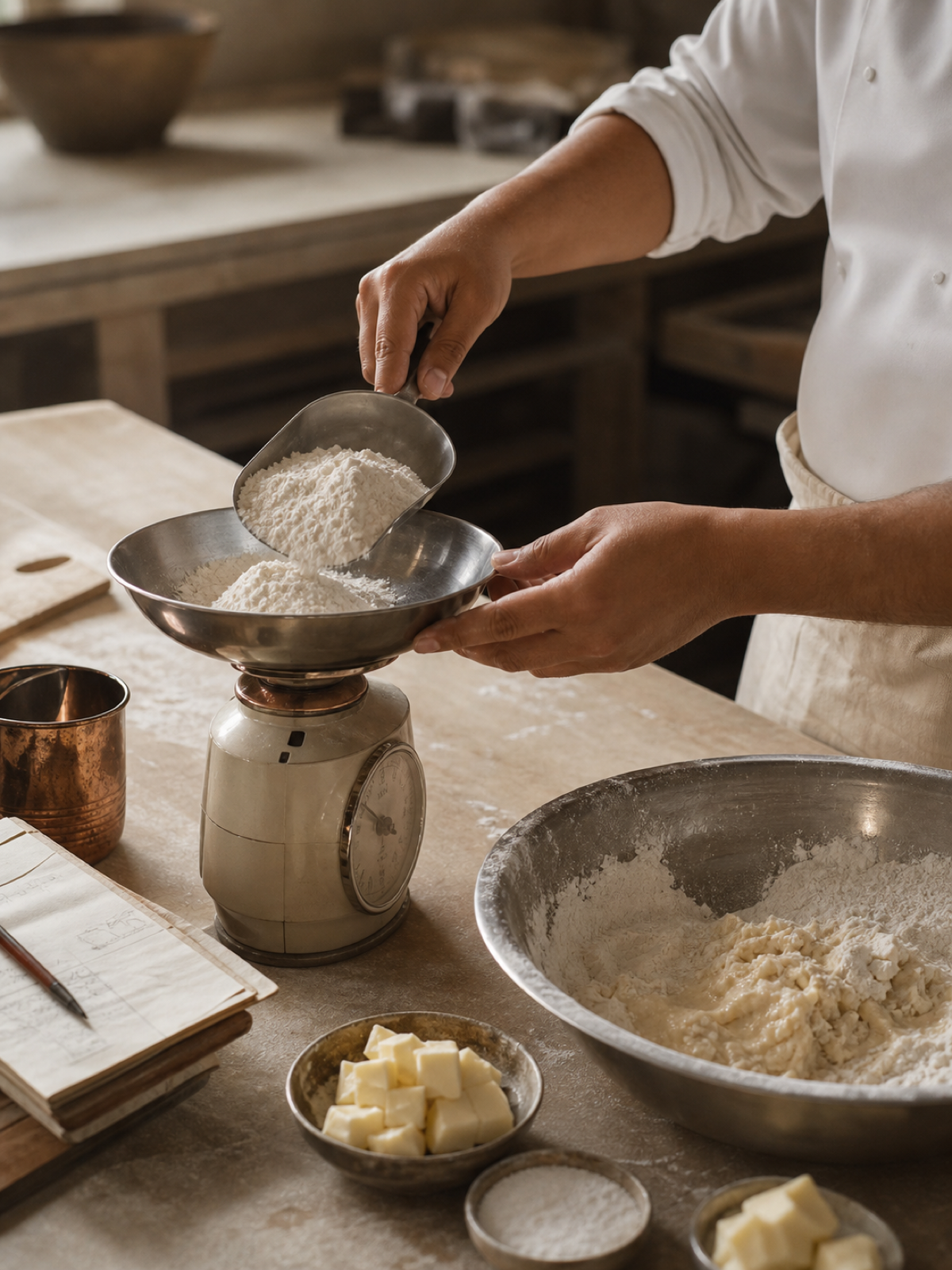 A baker learning the fundamentals of French baking